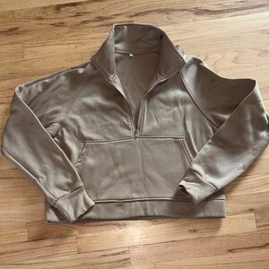 Women’s Tan Half-Zip athletic Sweater